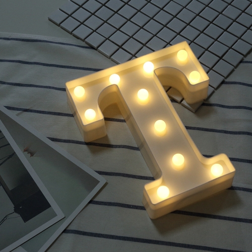 

Alphabet T English Letter Shape Decorative Light, Dry Battery Powered Warm White Standing Hanging LED Holiday Light