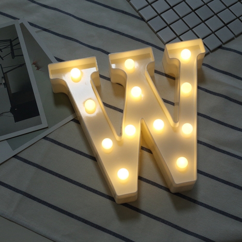 

Alphabet W English Letter Shape Decorative Light, Dry Battery Powered Warm White Standing Hanging LED Holiday Light