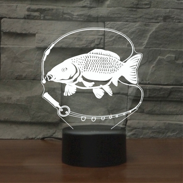 

Fishing Black Base Creative 3D LED Decorative Night Light, Rechargeable with Touch Button
