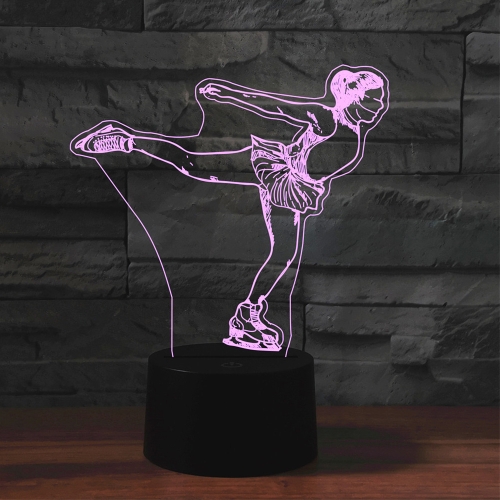 

Ice Skating Black Base Creative 3D LED Decorative Night Light, USB with Touch Button Version