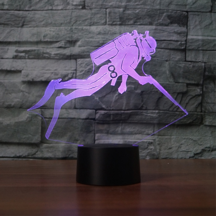 

Diving Black Base Creative 3D LED Decorative Night Light, Powered by USB and Battery