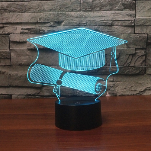 

Bachelor Cap Black Base Creative 3D LED Decorative Night Light, Powered by USB and Battery