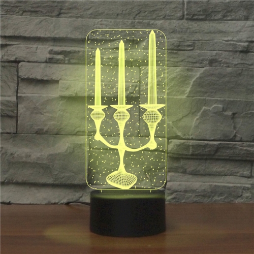 

Candlestick Black Base Creative 3D LED Decorative Night Light, USB with Touch Button Version