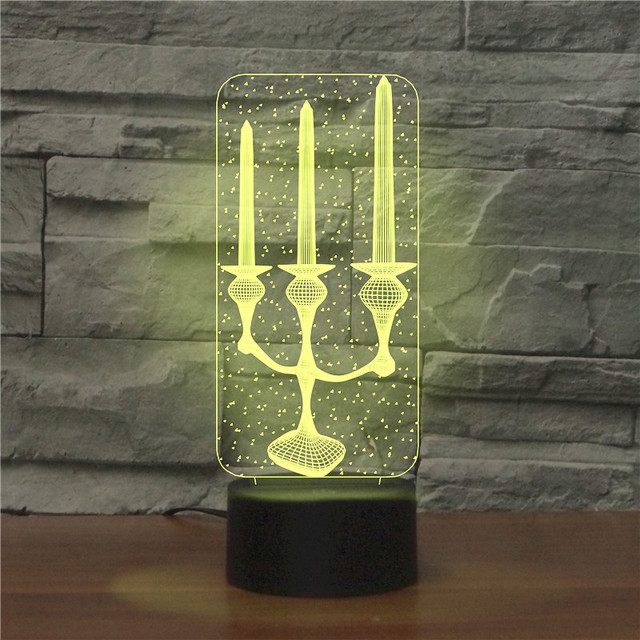 

Candlestick Black Base Creative 3D LED Decorative Night Light, Powered by USB and Battery
