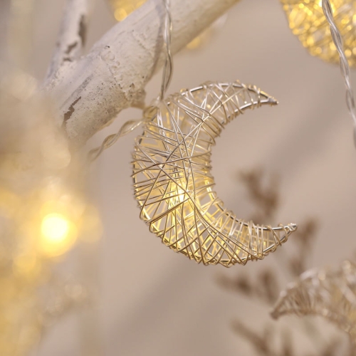 

3m Hollow Moon USB Plug Romantic LED String Holiday Light, 20 LEDs Teenage Style Warm Fairy Decorative Lamp for Christmas, Wedding, Bedroom (Warm White)