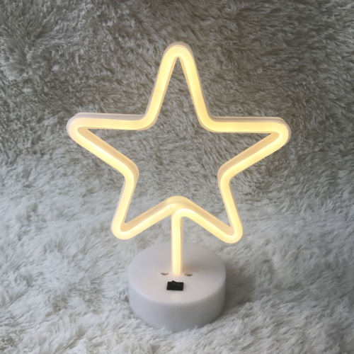 

Star Shape Romantic Neon LED Holiday Light with Holder, Warm Fairy Decorative Lamp Night Light for Christmas, Wedding, Party, Bedroom(Warm White)