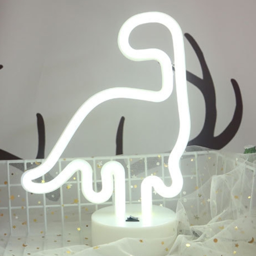 

Dinosaur Shape Romantic Neon LED Holiday Light with Holder, Warm Fairy Decorative Lamp Night Light for Christmas, Wedding, Party, Bedroom(White Light)