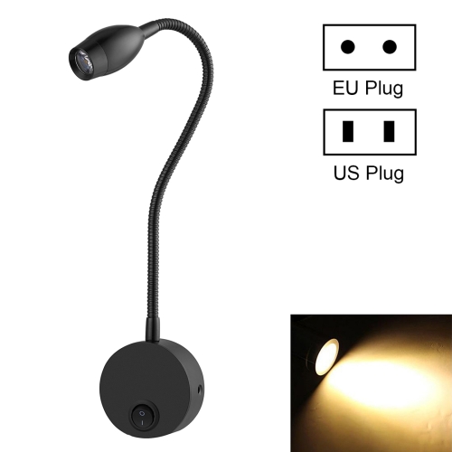 

3W Flexible Goose Neck Warm White LED Reading Lamp Light , 160 LM 3000-3200K Wall Mount Light Wall Sconce Lamp, Got the CE / FCC Certification, Goose Neck Length: 30cm, US/EU Plug, Default Delivery EU Plug