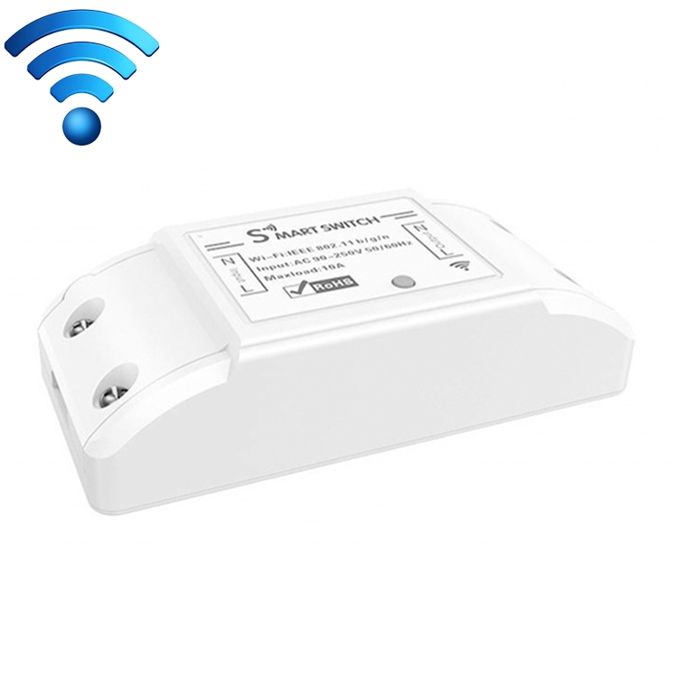 

10A Single Channel WiFi Smart Switch Wireless Remote Control Module Works with Alexa & Google Home, AC 90-250V