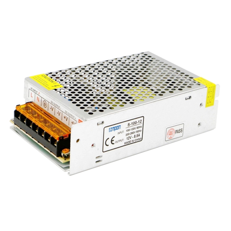 

SOMPOM S-100-12 100W 12V 8.5A Iron Shell Driver LED Light Strip Lighting Monitor Power Supply