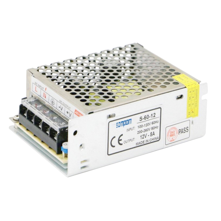 

SOMPOM S-60-12 60W 12V 5A Iron Shell Driver LED Light Strip Lighting Monitor Power Supply