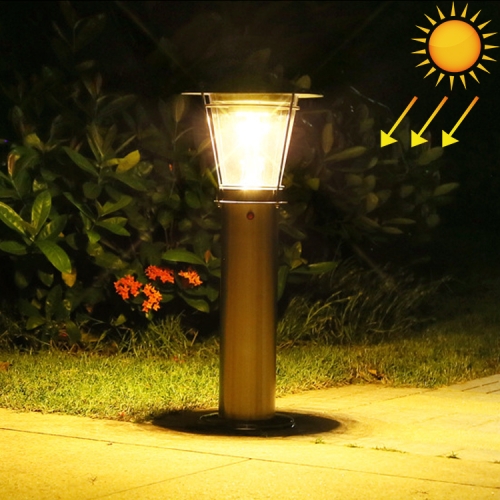 

Stainless Steel Solar Powered Lawn Garden Lamp Outdoor Park Greening Project Light(Warm White)