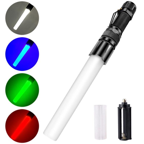 

RGBW IPX5 Waterproof Telescopic Zoom LED Flashlight with 5-levels Dimming(Black)