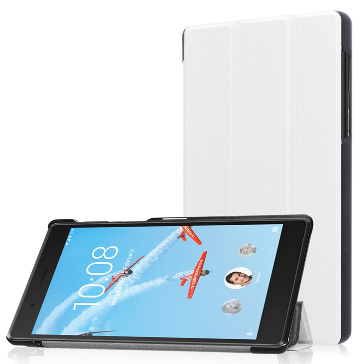 

For Lenovo Tab 7 / Tab 4 (TB-7504F / TB-7504N / TB-7504X) Tri-Fold Custer Texture Horizontal Flip PU Leather Protective Case with Holder(White)