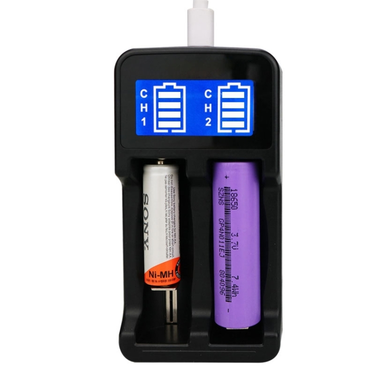 

YS-2 18650 Smart LCD Dual Battery Charger with Micro USB Output for 18490/18350/17670/17500/16340 RCR123/14500/10440/A/AA/AAA
