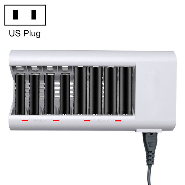 

100-240V 8 Slot Battery Charger for AA & AAA Battery, US Plug