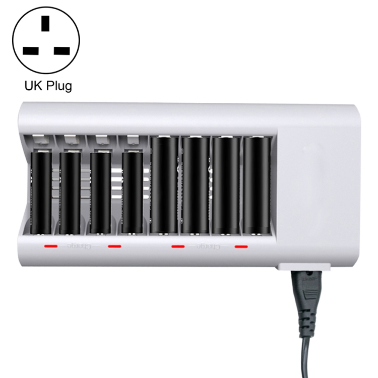

100-240V 8 Slot Battery Charger for AA & AAA Battery, UK Plug