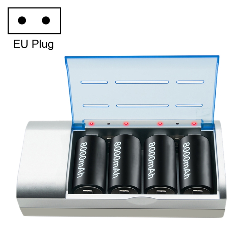 

AC 100-240V 4 Slot Battery Charger for AA & AAA & C / D Size Battery, EU Plug