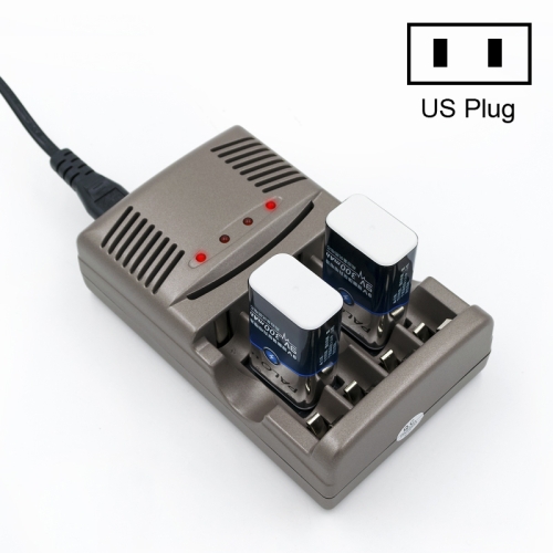 

DC 100-240V 4 Slot Battery Charger for AA & AAA & 9V Ni-MH Battery, US Plug