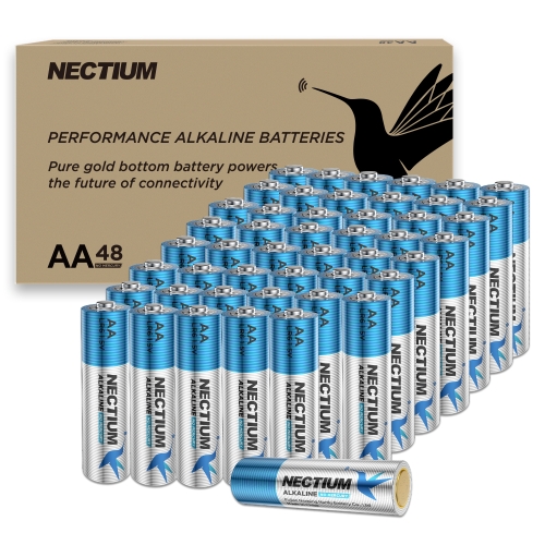 

[US Warehouse] NECTIUM 48 in 1 Superior Performance AA Alkaline Pure-Gold-Bottom IoT Batteries for IoT Devices and Smart Lock