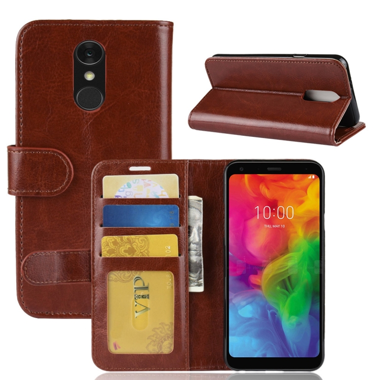 

Crazy Horse Texture Horizontal Flip Leather PU + TPU Case for LG Q7, with Wallet & Holder & Card Slots(Brown)