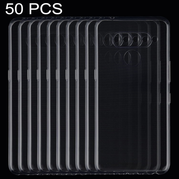 

50 PCS 0.75mm Ultrathin Transparent TPU Soft Protective Case for LG V50 ThinQ 5G