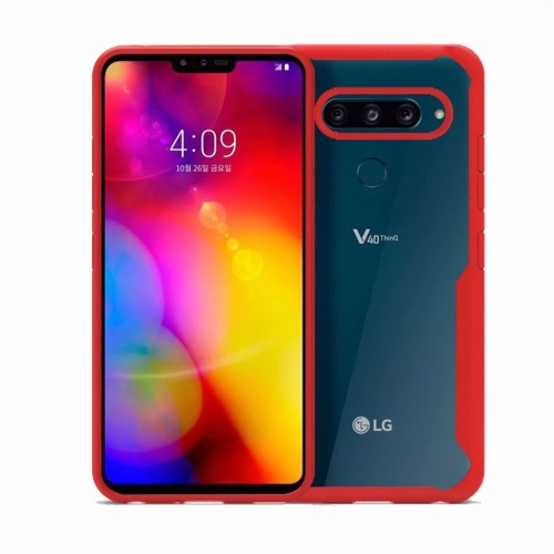 

Transparent PC + TPU Full Coverage Shockproof Protective Case for LG V40 ThinQ (Red)