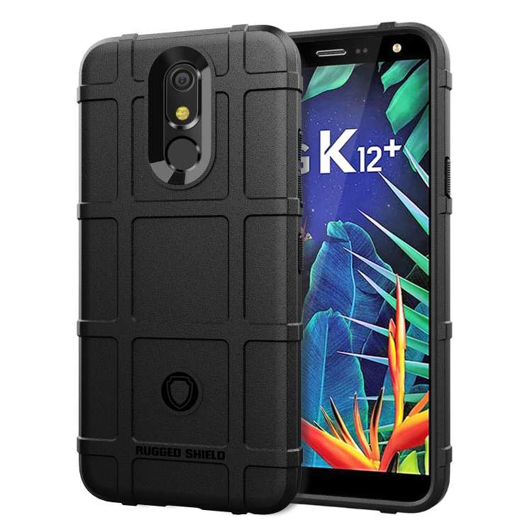 

Shockproof Rugged Shield Full Coverage Protective Silicone Case for LG K12+ (Black)