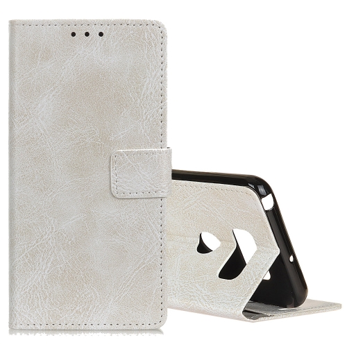 

Retro Crazy Horse Texture Horizontal Flip Leather Case for LG Q60, with Holder & Card Slots & Photo Frame (White)