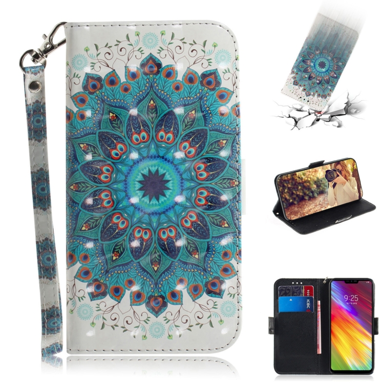 

3D Colored Drawing Peacock Wreath Pattern Horizontal Flip Leather Case for LG Q Stylo 5, with Holder & Card Slots & Wallet