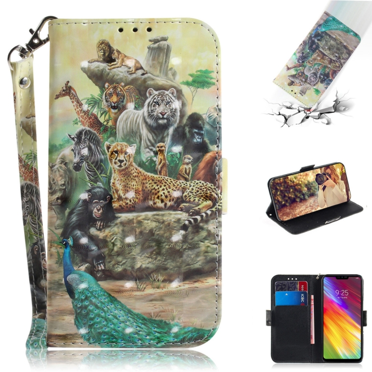 

3D Colored Drawing Animals Pattern Horizontal Flip Leather Case for LG Q Stylo 5, with Holder & Card Slots & Wallet