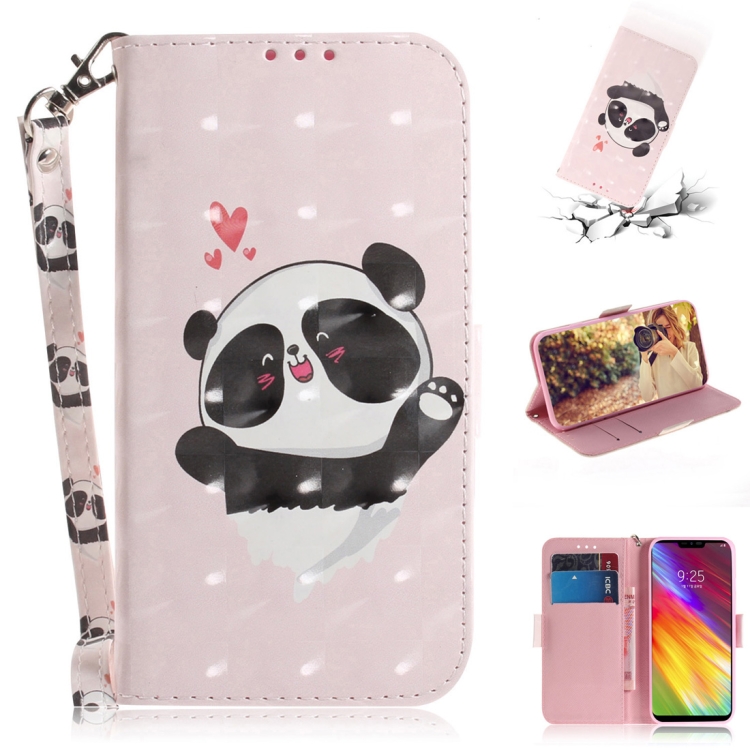 

3D Colored Drawing Heart Panda Pattern Horizontal Flip Leather Case for LG Q Stylo 5, with Holder & Card Slots & Wallet