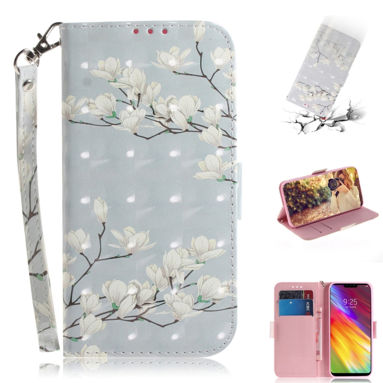 

3D Colored Drawing Magnolia Pattern Horizontal Flip Leather Case for LG Q Stylo 5, with Holder & Card Slots & Wallet