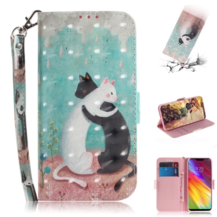 

3D Colored Drawing Cats Pattern Horizontal Flip Leather Case for LG Q Stylo 5, with Holder & Card Slots & Wallet