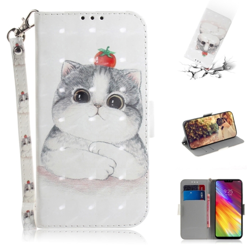 

3D Colored Drawing Cute Cat Pattern Horizontal Flip Leather Case for LG Q Stylo 5, with Holder & Card Slots & Wallet