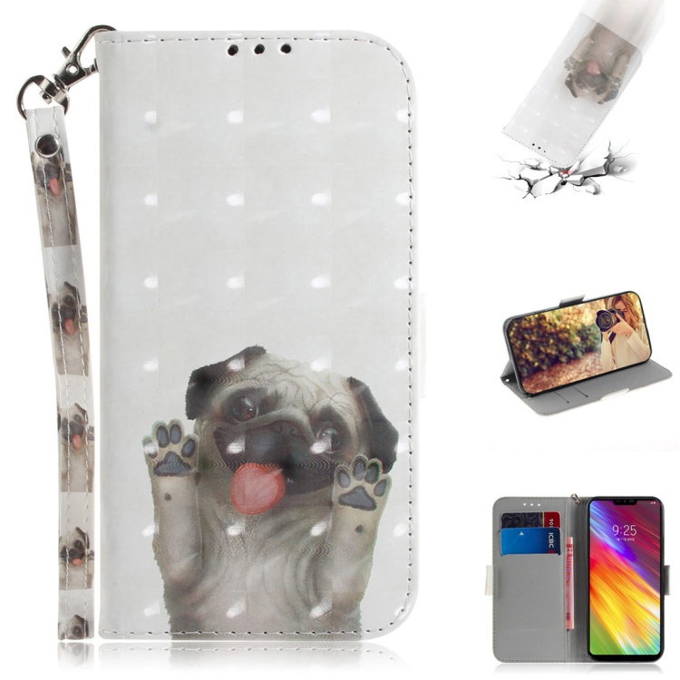

3D Colored Drawing Dog Pattern Horizontal Flip Leather Case for LG Q Stylo 5, with Holder & Card Slots & Wallet