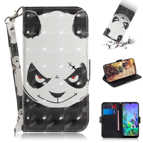 

3D Painting Angry Bear Pattern Coloured Drawing Horizontal Flip Leather Case for LG Q60, with Holder & Card Slots & Wallet