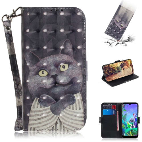 

3D Painting Embrace Cat Pattern Coloured Drawing Horizontal Flip Leather Case for LG Q60, with Holder & Card Slots & Wallet