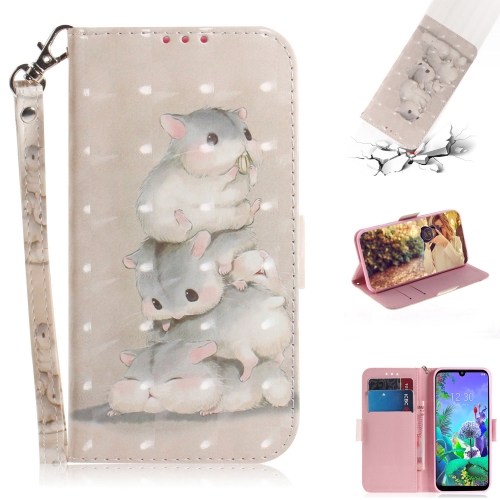 

3D Painting Three Squirrels Pattern Coloured Drawing Horizontal Flip Leather Case for LG Q60, with Holder & Card Slots & Wallet