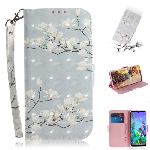 

3D Painting Mognolia Pattern Coloured Drawing Horizontal Flip Leather Case for LG Q60, with Holder & Card Slots & Wallet