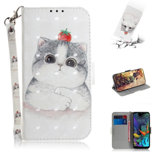 

3D Painting Cute Cat Pattern Coloured Drawing Horizontal Flip Leather Case for LG K50, with Holder & Card Slots & Wallet