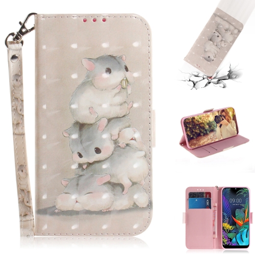 

3D Painting Three Squirrels Pattern Coloured Drawing Horizontal Flip Leather Case for LG K50, with Holder & Card Slots & Wallet