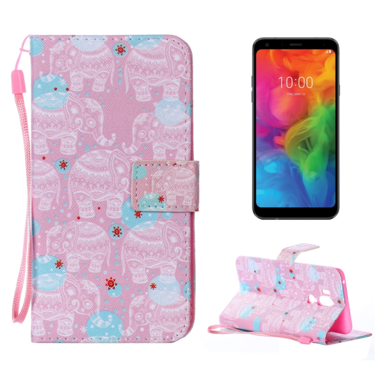 

Pink Elephant Pattern Leather Case for LG G7 ThinQ with Holder & Card Slots & Sling & wallet