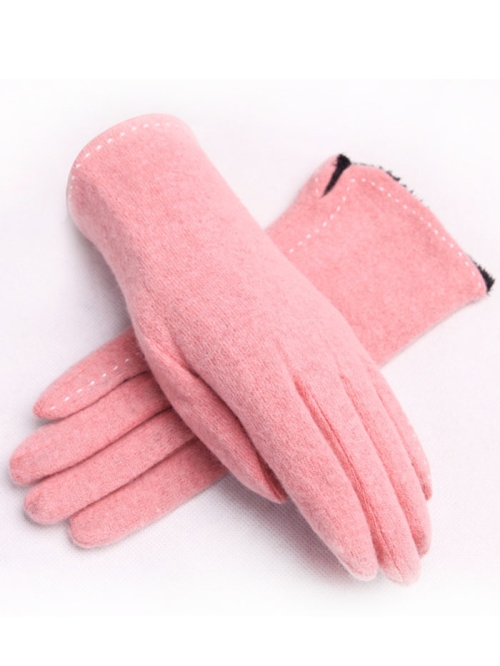 ladies pink wool gloves