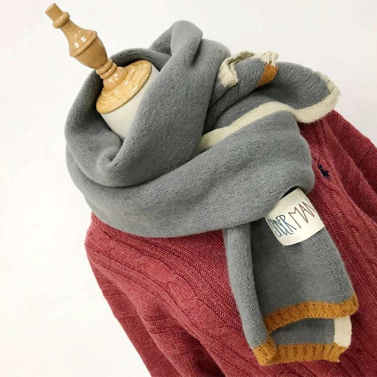 

Solid Color Thick Warm Knit Woolen Scarf, Size: 40 * 20.5cm(Grey)