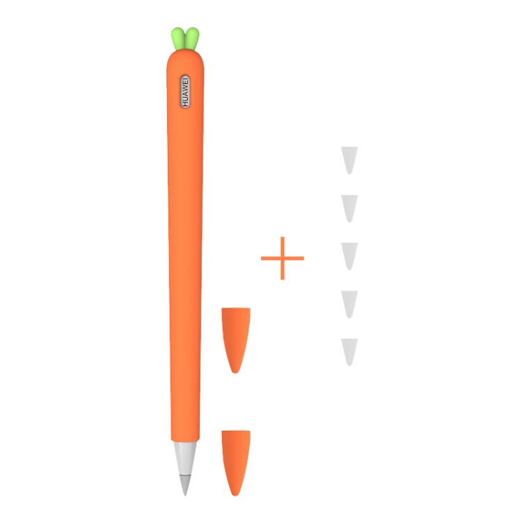 

Cute Carrot Liquid Silicone Protective Cover with Pen Cap & Nib Cover for Huawei M-Pencil(Orange)