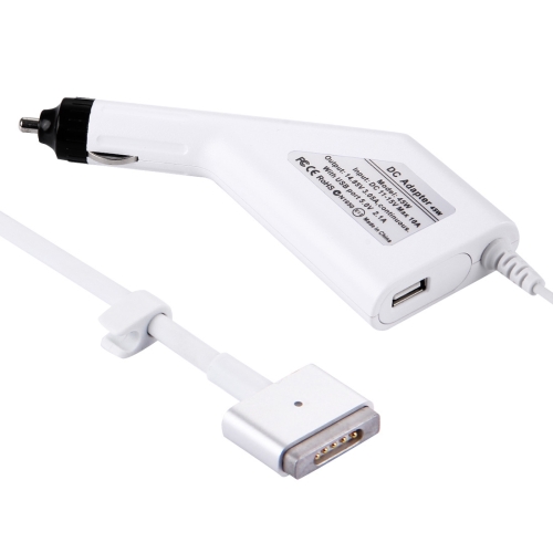 

45W 14.85V 3.05A 5 Pin T Style MagSafe 2 Car Charger with 1 USB Port for Apple Macbook A1466 / A1436 / A1465 / A1435 / MD224 / MD231 / MD761 / MD711, Length: 1.7m(White)