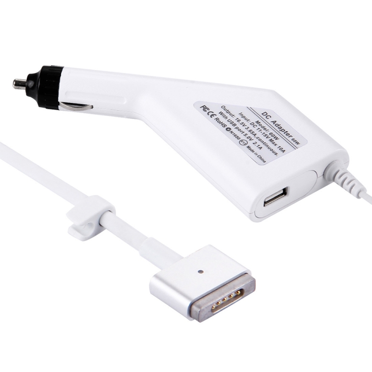 60W 16.5V 3.65A 5 Pin T Style MagSafe 2 Car Charger with 1 USB Port for Apple Macbook A1465 / A1502 / A1435 / MD212 / MD2123 / MD662, Length: 1.7m (White)
60W 16.5V 3.65A 5 Pin T Style MagSafe 2 Car Charger with 1 USB Port for Apple Macbook A1465 / A1502 / A1435 / MD212 / MD2123 / MD662, Length: 1.7m (White)
