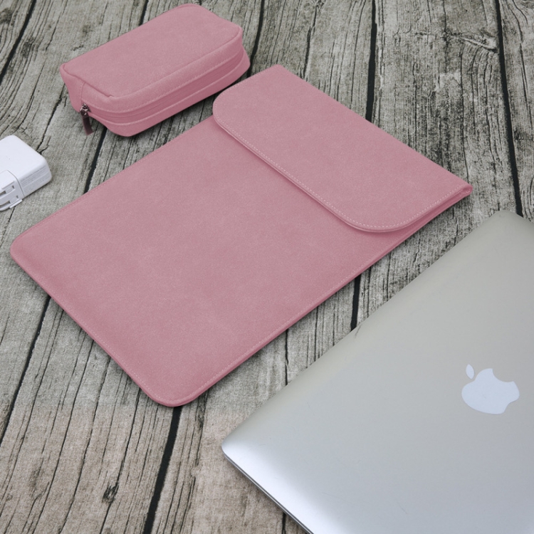 

2 in 1 Matte Leather Laptop Inner Bag + Power Bag for MacBook Pro 13.3 inch A1708 (2016 - 2017) / A1706 (2016 - 2017) (Pink)