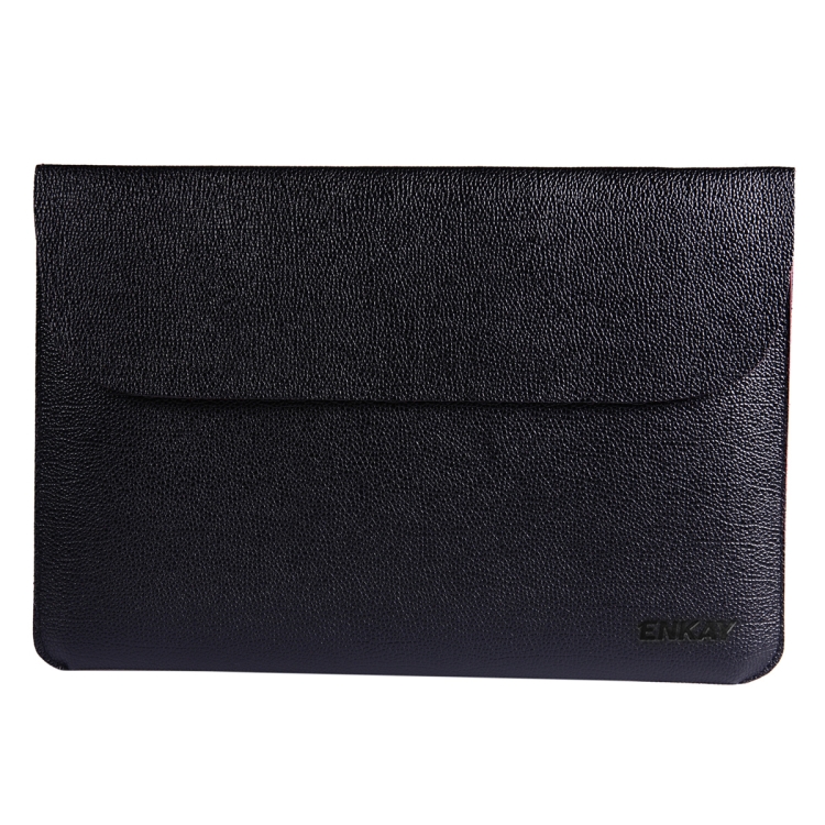 

ENKAY Cross-Section Ultra-light Ultra-thin PU Leather Liner Bag Computer Bag Protective Leather Case for MacBook 12-inch (Black)